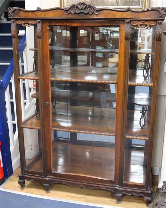 A 19th century Continental walnut glazed cabinet W.120cm